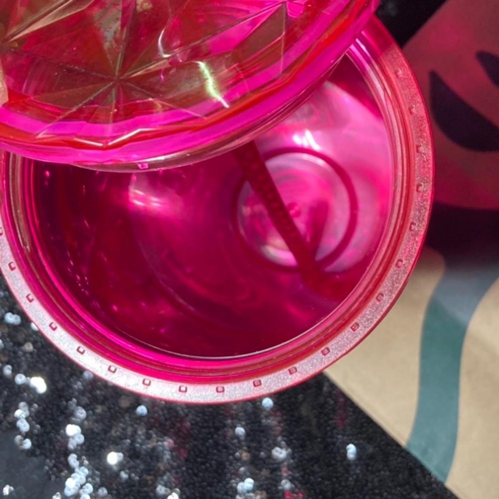 Starbucks Venti Tumbler Fuchsia Flower Pink Prism 24oz Cold Cup Summer 2024 NWT - Picture 3 of 17